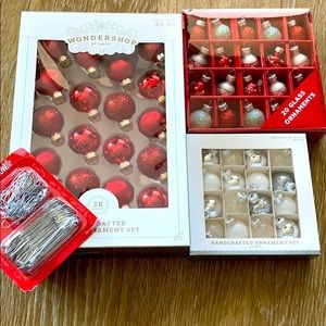 54 mini Christmas ornaments and 125 hooks